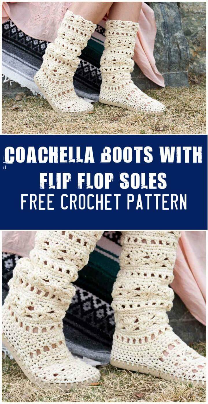 Coachella Boots with Flip Flop Soles Free Crochet Pattern